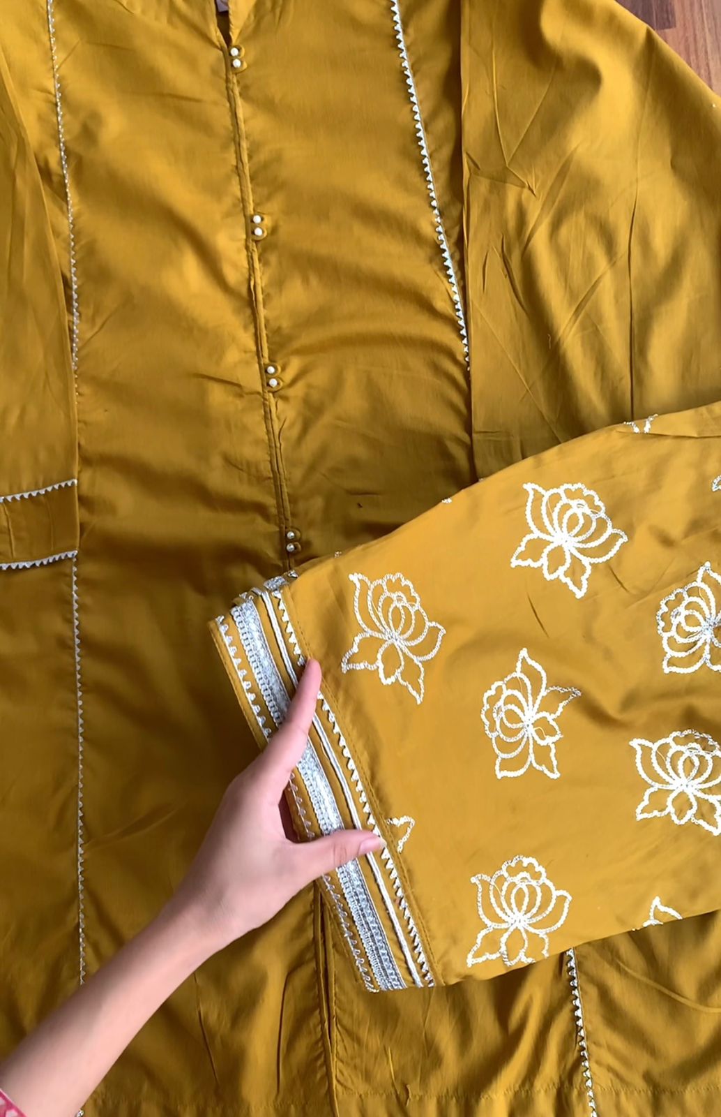 Mustard Yellow Embroidered lawn 3 Piece Suit for Women