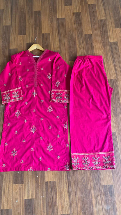 Elegant Pink Embroidered Lawn Suit for Women | Stylish Pakistani 2 Piece Dress