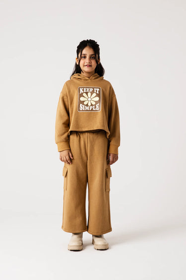 Girls Beige Bloom Fleece Co-ord Set